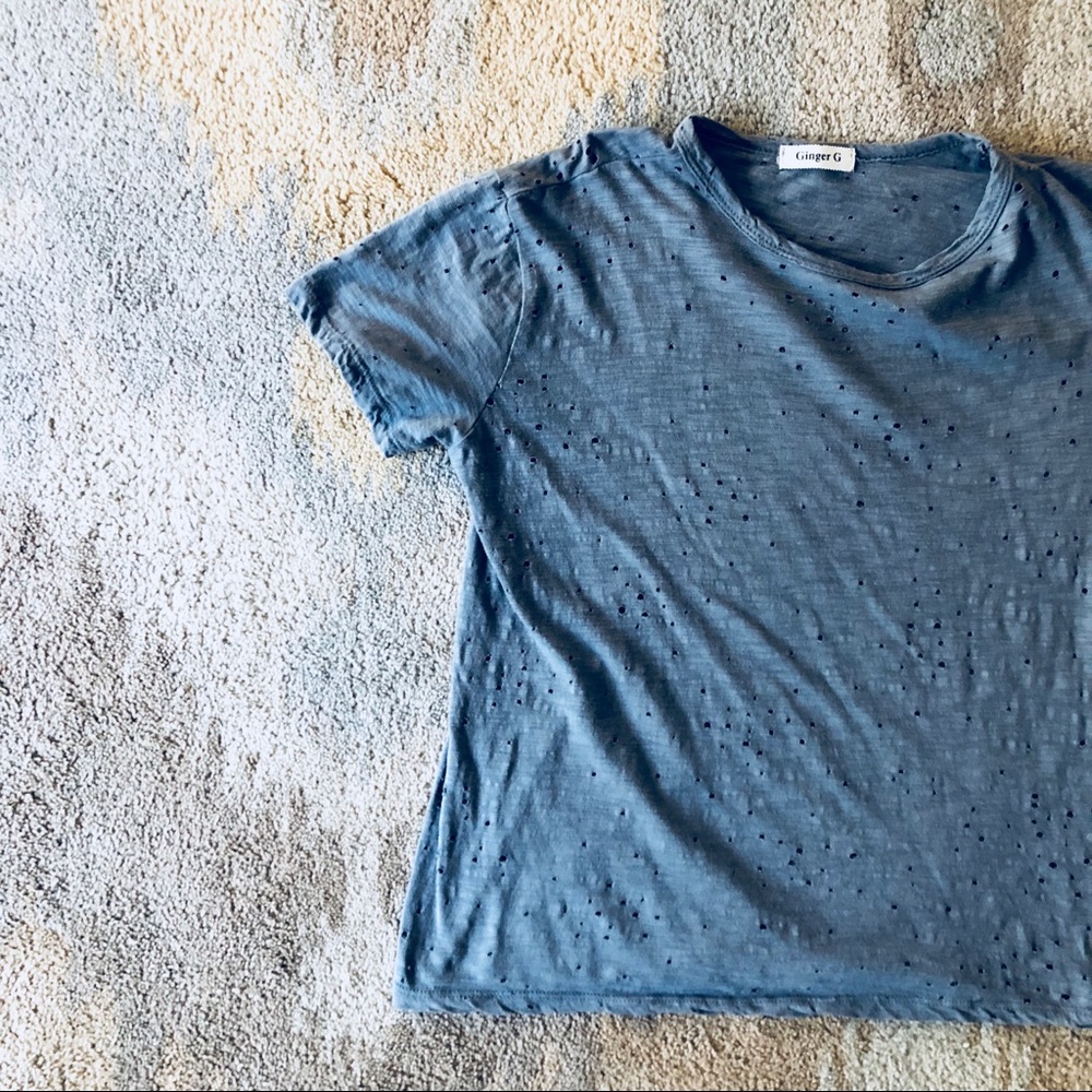 Ginger G distressed short sleeve shirt
